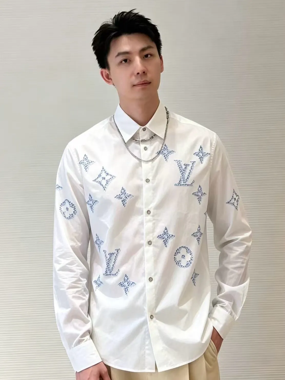 Louis Vuitton/Louis Vuitton dark pattern old flower lapel shirt